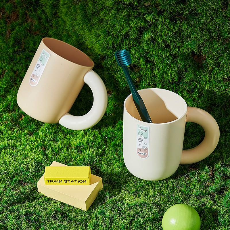 新款情侣大手柄漱口杯纯色家用洗漱杯塑料杯水杯学生宿舍刷牙杯