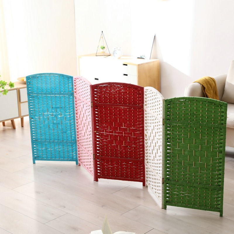 幼儿园屏风隔断现代可折叠移动屏风中式编织屏风办公室隔断玄关