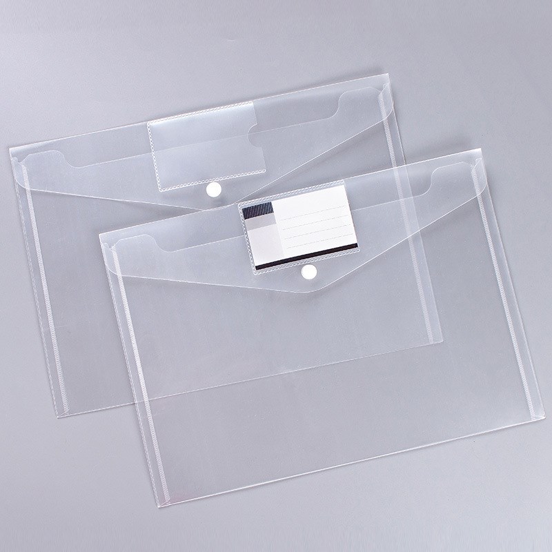文件袋带名片袋透明文件袋带标签分类文件袋加厚 目录资料袋
