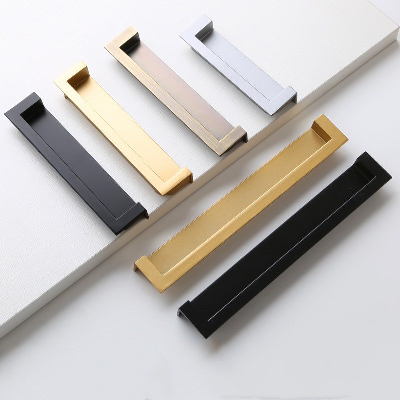 隐形嵌入式柜门暗拉手极简推拉移门平扣手半边扣手抽屉现代把手