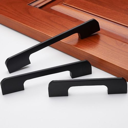 铝合金哑光黑色柜门拉手简约欧式现代亚黑抽屉家具五金门把手