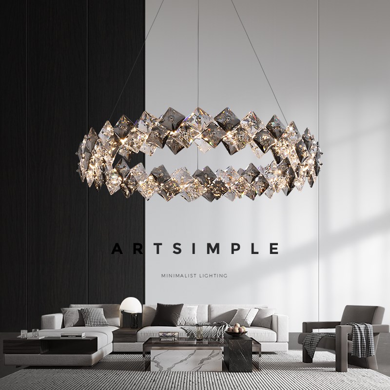 水晶客厅吊灯轻奢高级感现代简约大D气餐厅卧室灯意式极简客厅主