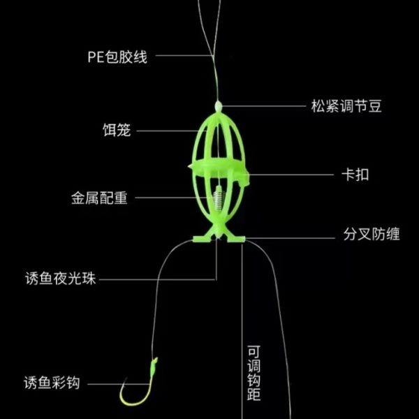 新款爆炸钩鲢鳙钓组双钩绿笼荧光管付伊势尼钓鱼钩花鲢白莲专攻钩