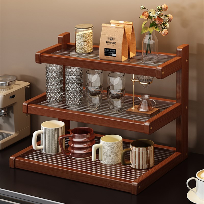 杯架餐桌桌面茶杯咖啡水杯非实木收纳架子L杯子展示架餐边柜置物