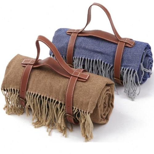 户外防水防潮加厚野餐垫野餐布草地垫牛津布皮革绑带流苏野餐毯垫