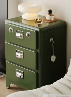 左下MOMA柜复古三斗柜卧室复古床头柜客厅沙发边柜金属抽屉储物柜