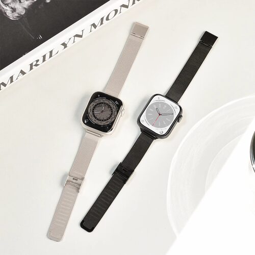 适用applewatchs11苹果手表米兰尼斯卡扣不锈钢细款金属表带iwatchs10表带运动s9se3米兰金属扣钢带新款44mm