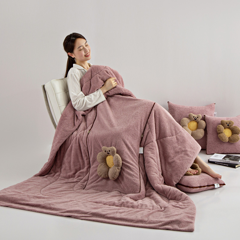 多功能加厚抱h枕被子两用汽车载折叠盖被办公室午睡枕头毯子二合