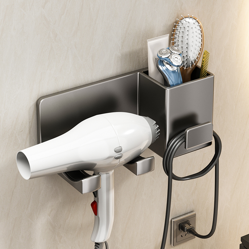 吹风机置物架f免打孔卫生间收纳绕线电吹风挂架吹风筒支架浴室架