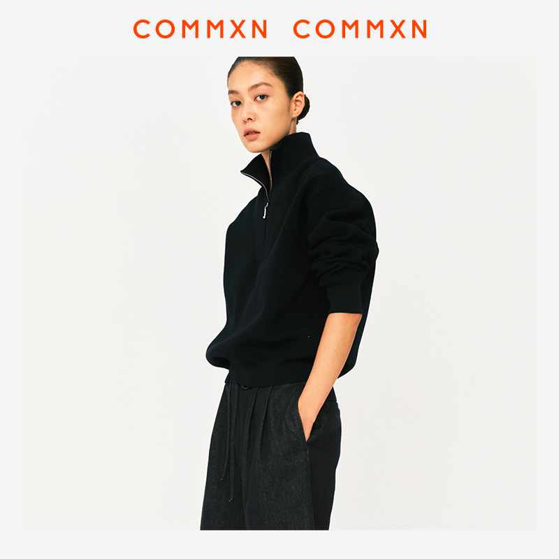 COMMXN·美式半拉链针织卫衣