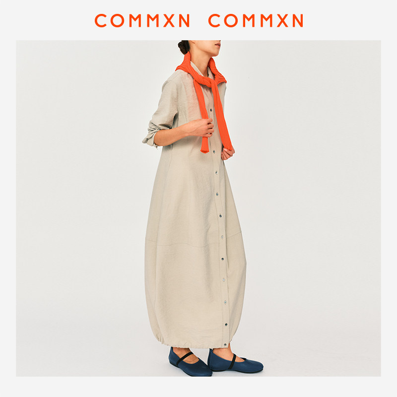 COMMXN&middot;干丝气球衬衫裙休闲百搭宽松长款连衣裙2025夏季新款女装