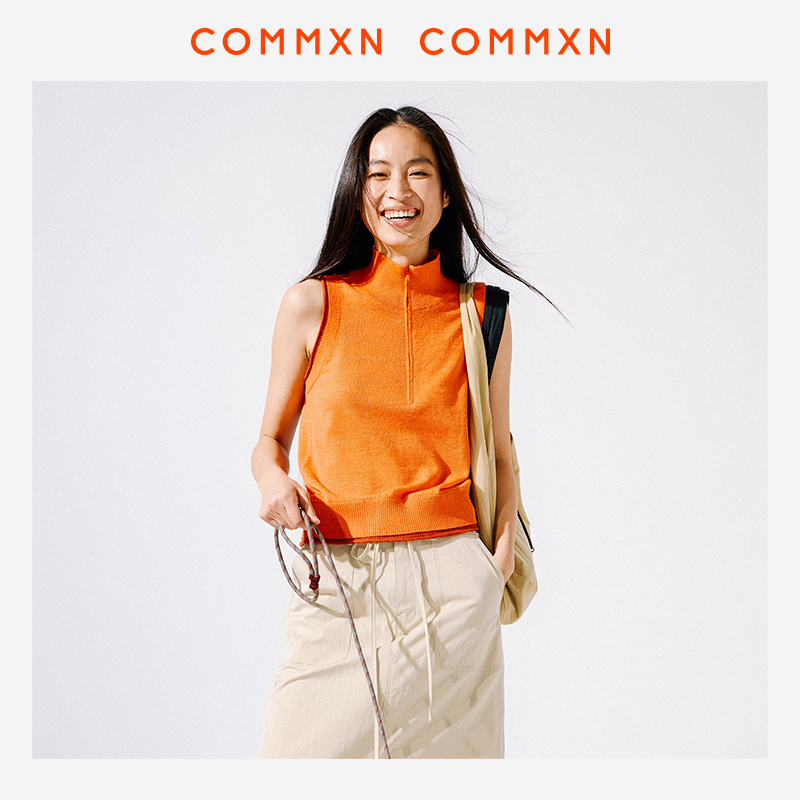 COMMXN·羊驼毛细纱半拉链背心
