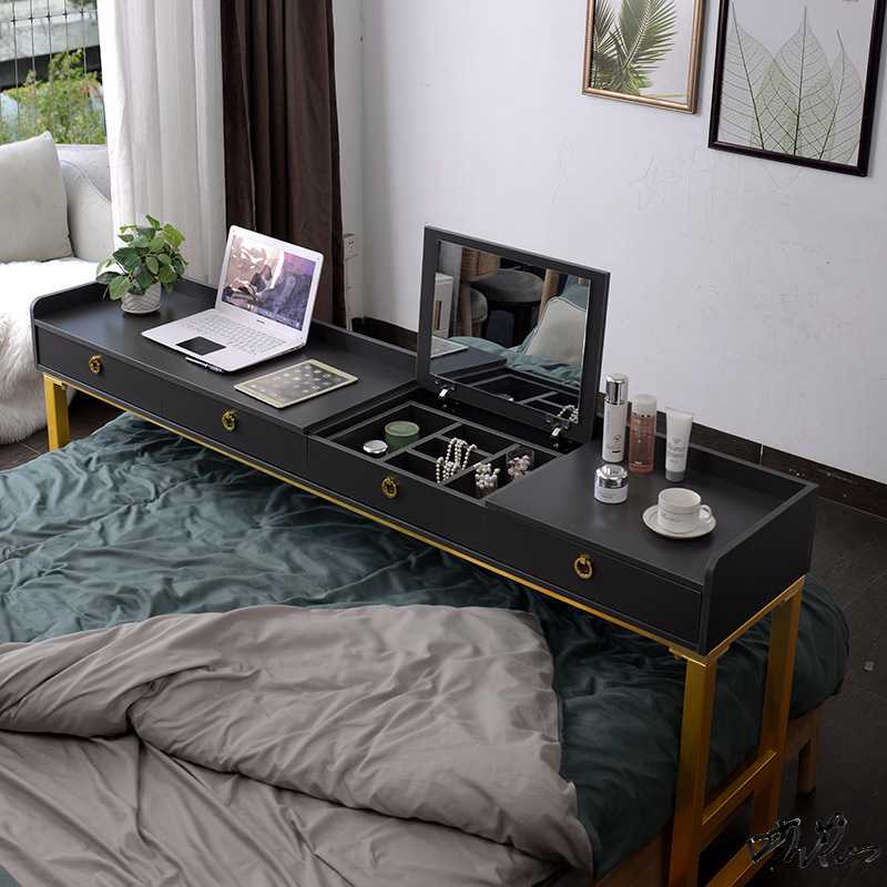 跨床桌可移动伸缩办公带轮床上梳妆台多功能长条桌床尾桌工作台