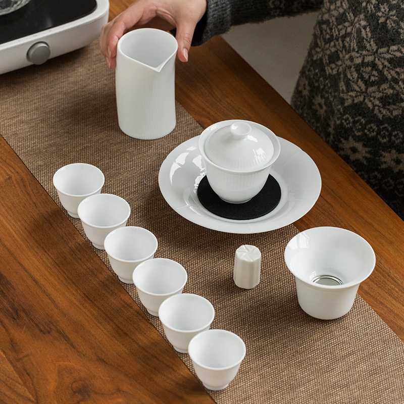 甜白-12头羊脂玉白瓷功夫茶具套装简约全套轻奢整套盖碗茶具套装,电子元器件市场,其它元器件,淘宝优惠券,粉丝福利购,淘宝优惠卷