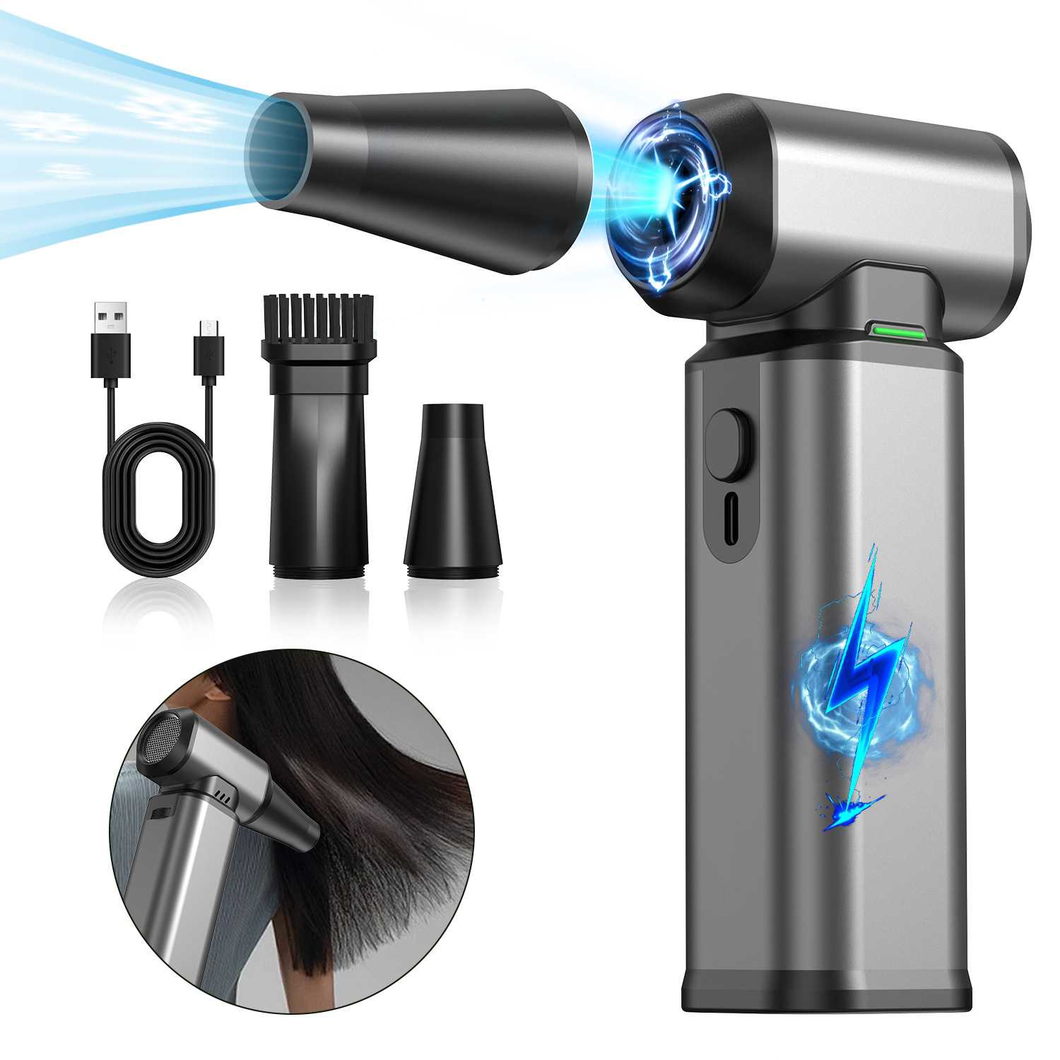 跨境新品暴力风扇高速无刷迷你涡轮风扇户外露营手持便携式吹尘器