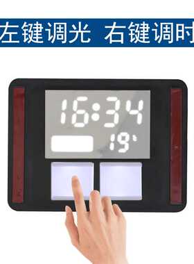 Mirror touch sensor with defogging function and time display