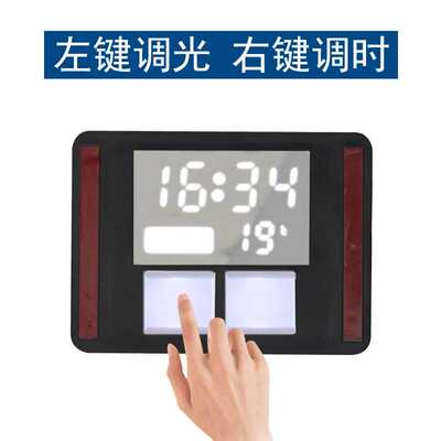 Mirror touch sensor with defogging function and time display