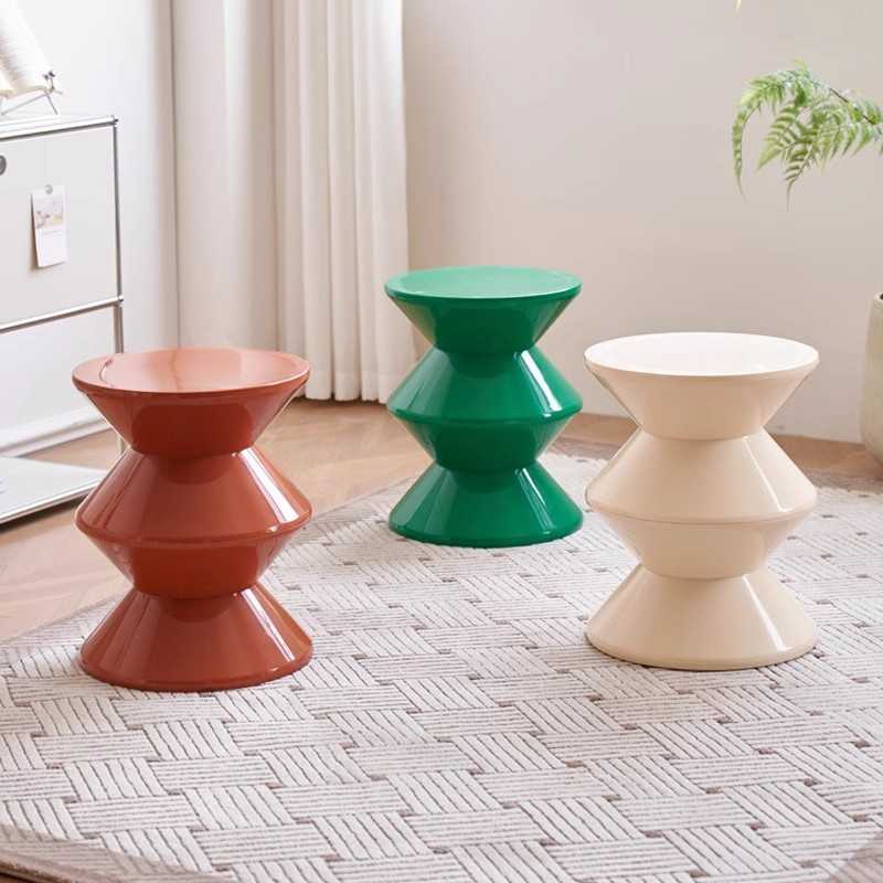 北欧ins家用换鞋凳客厅板凳儿童塑料矮凳简约小凳子沙漏圆形凳
