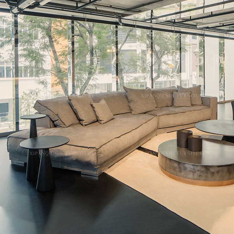 意大利Baxter磨砂皮别墅客厅意式轻奢异形转角沙发简约现代设计师