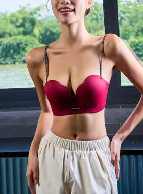 UNICORN HORNS红色本命年内衣女小胸聚拢显大字母肩带无痕文胸罩