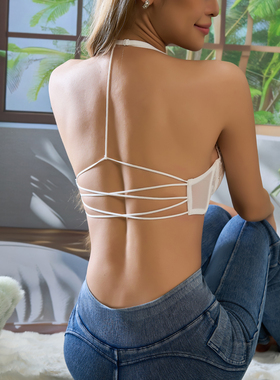 UNICORN HORNS法式蕾丝内衣纯欲前扣挂脖美背内衣大胸显小文胸女