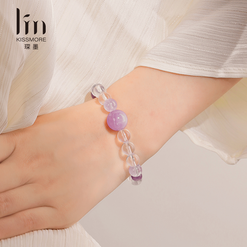 KISSMORE/琛墨星轨永续设计师原创紫水晶手链女款锂辉转运珠手串