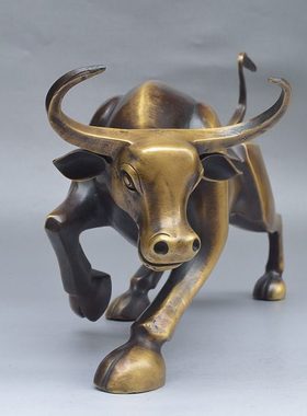 全铜华尔街铜牛纯铜招财旺市牛办公室桌面生肖牛客厅装饰工艺摆件