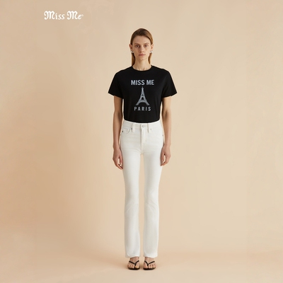 MISS ME【明星同款】 2721 云舒白棉质中腰修身微喇牛仔裤