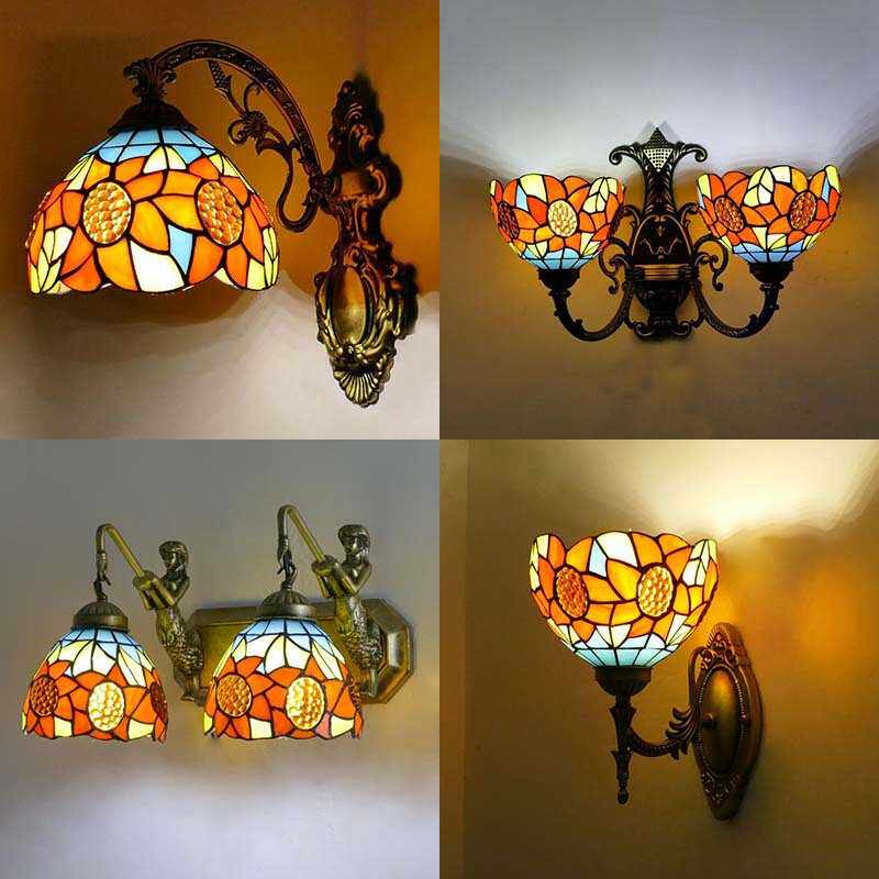 厂家 欧式单头壁灯床头灯饰卧室彩色玻璃灯具现代简约墙壁灯