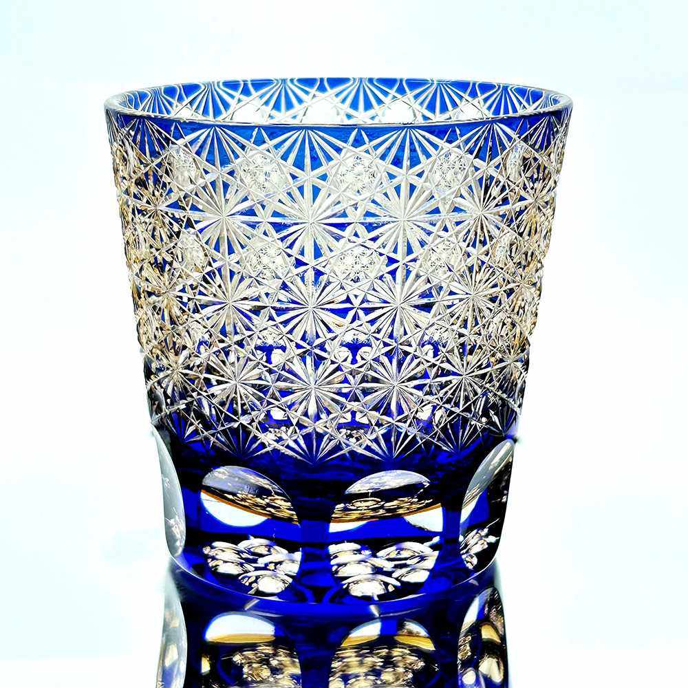 江户切子水晶玻璃杯威士忌酒杯手工雕刻繁星泡泡清酒杯水晶
