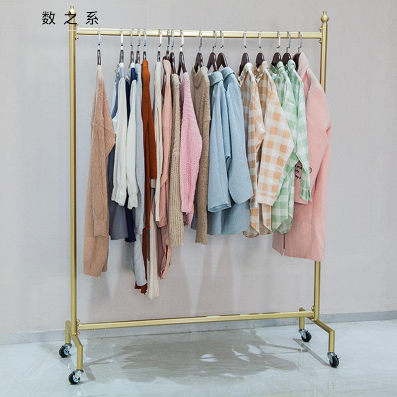 金色服装店展示架落地式龙门挂衣架童装店可移动货架陈列架带滑轮