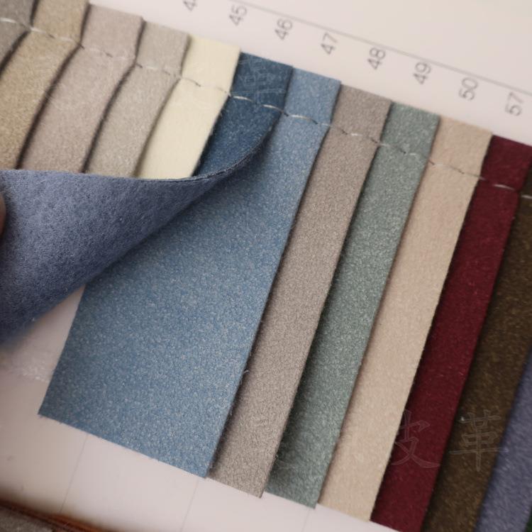 1308磨砂之王绒感羊巴软手感彩色底皮革服装手袋笔记本仿皮面料