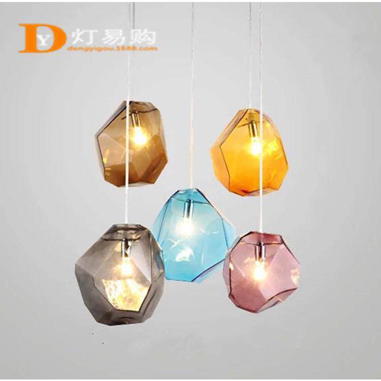 简约复古现代冰块水晶玻璃客厅吊灯餐厅吧台饭厅彩色石头组合吊灯