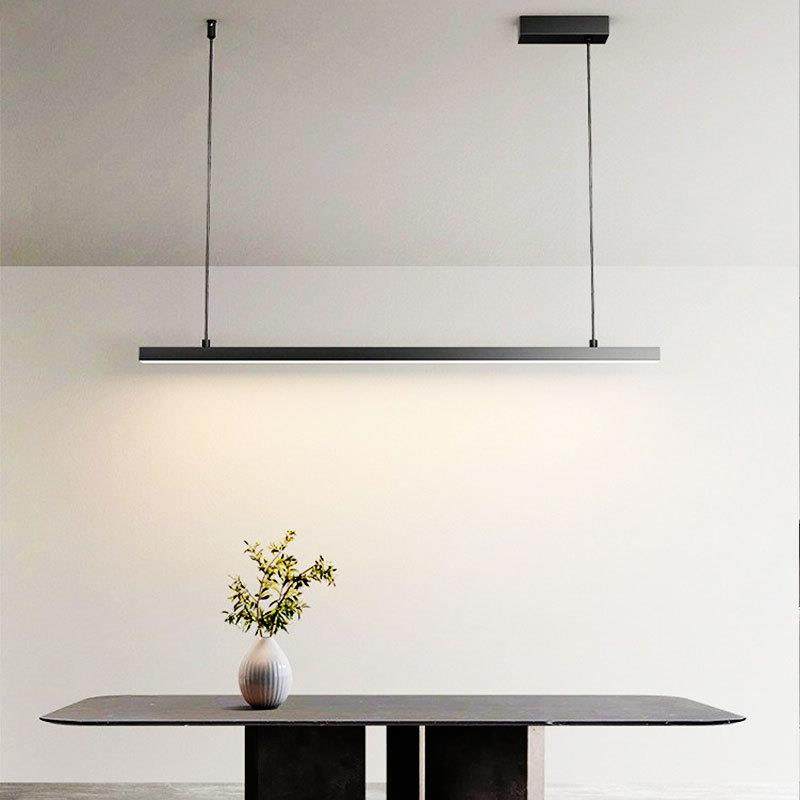 极简餐厅吊灯现代简约大气设计师家用一字长条办公室饭厅吧台灯具