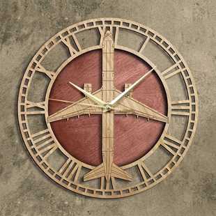 木制挂钟波音757-200客运商用飞机造型墙钟墙面家居装饰壁钟跨境