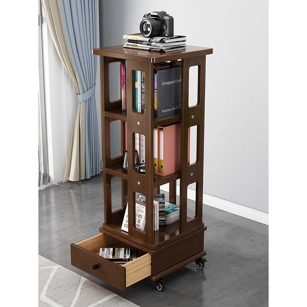 实木落地可移动旋转书架360度书柜客厅简约小型书架置物架收新品