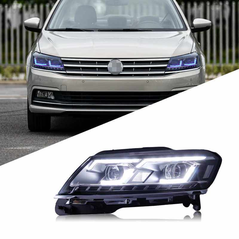 适用于新朗逸大灯总成15款朗逸朗行改装LED日行灯流光转向灯氙气