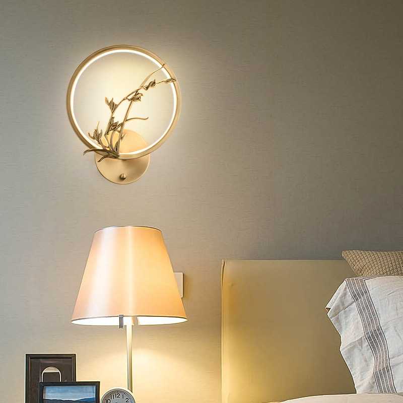 床头灯卧室铜壁灯创意新中式过道楼梯灯简约现代客厅背景墙壁灯具