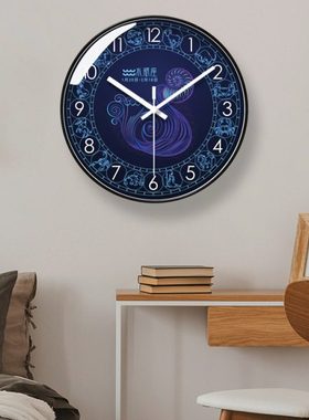 易普拉6446挂钟水瓶座十二星座客厅钟表时钟表创意静音扫秒石英钟