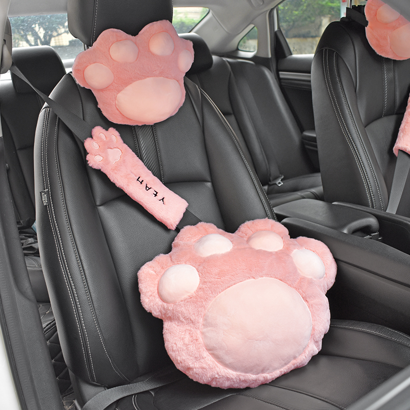 汽车用头枕护颈枕创意可爱车x载座椅靠枕护腰垫卡通车内猫爪抱枕
