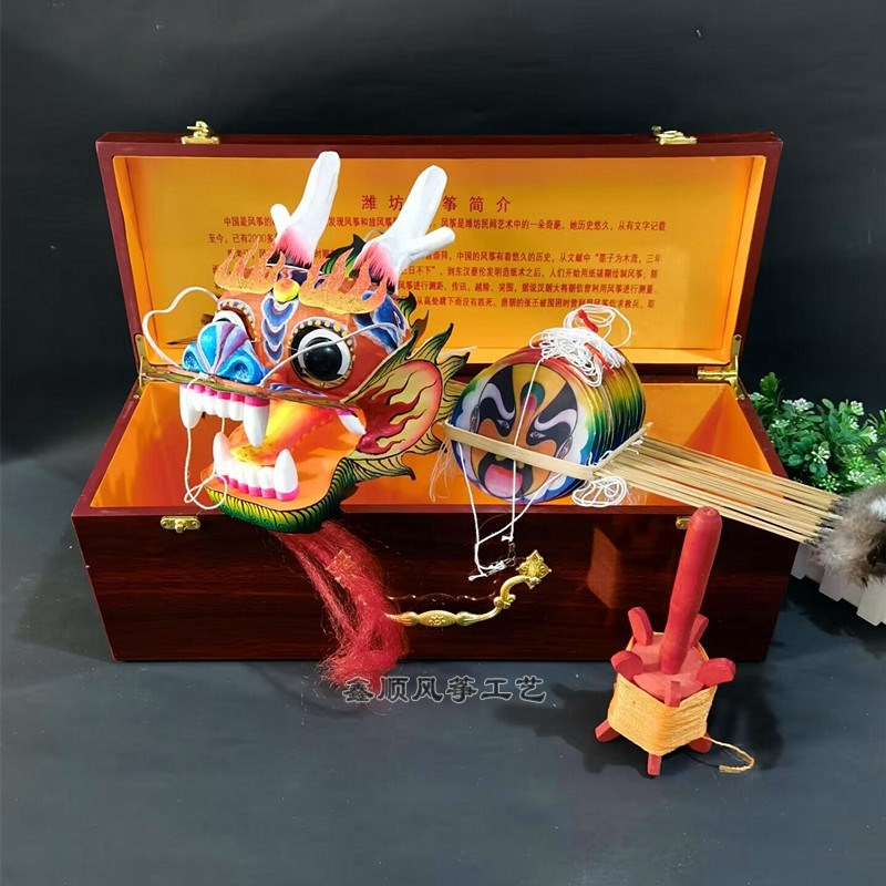 潍坊风筝龙头蜈蚣k龙风筝立体竹子传统礼盒观赏装饰手工艺商务礼