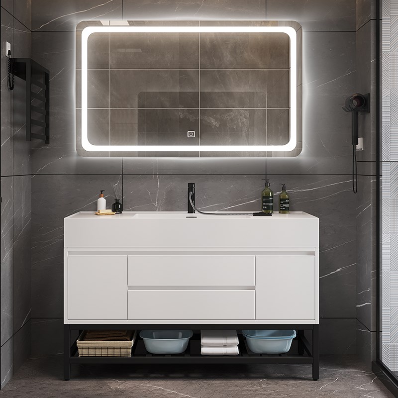 卫生间轻奢岩石纳米一体盆落地浴C室柜组合简约洗手盆洗脸柜洗漱