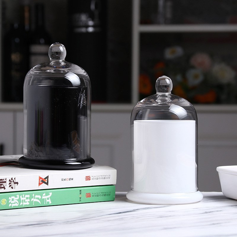 香薰蜡烛玻璃罩精油水晶石玻璃蜡烛杯扩香石玻璃烛台W玻璃罩子家