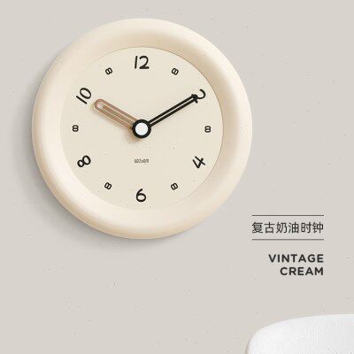 EMITDOOG免打孔钟表挂钟客厅奶油风简约现代大气创意装饰墙面时钟