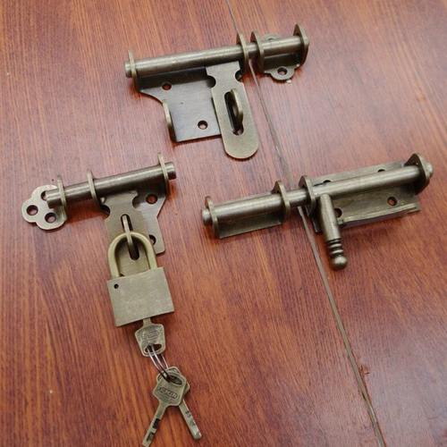 纯黄铜插销门栓防盗木门房门卫生间插锁免打孔老式推拉门加厚锁扣