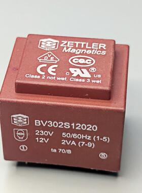 全新赛特勒ZETTLER密封变压器12V输出2W输入230V交流BV302S12020