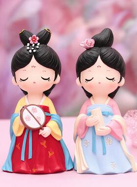 古风娃娃汉服小摆件西安文创纪念品手办人偶玩偶树脂唐装仕女女孩