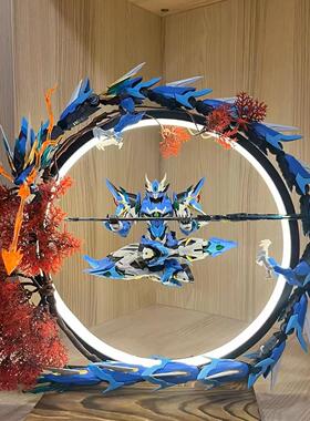 七彩变幻灯圈模型展示 摩动核拼装敖丙背景台灯 白起曹仁模型收纳