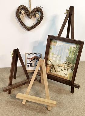 黑胡桃展示架三角支架桌面装饰画架折叠架摆件北欧风木质相框托架