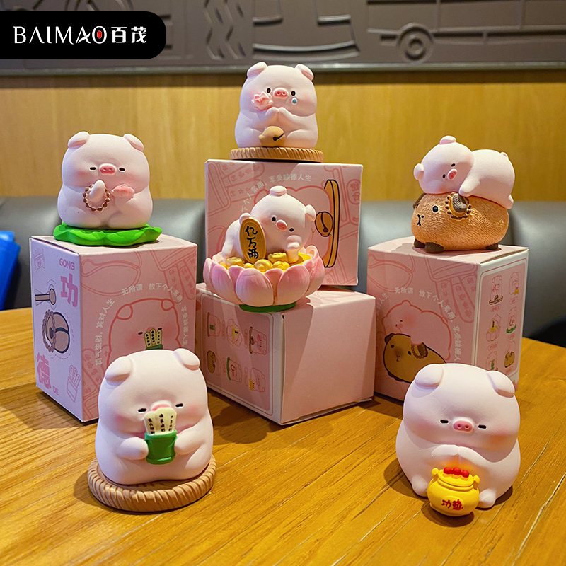 2024年新款i佛系猪猪办公室桌面摆件家居装饰用品创意可爱汽车用